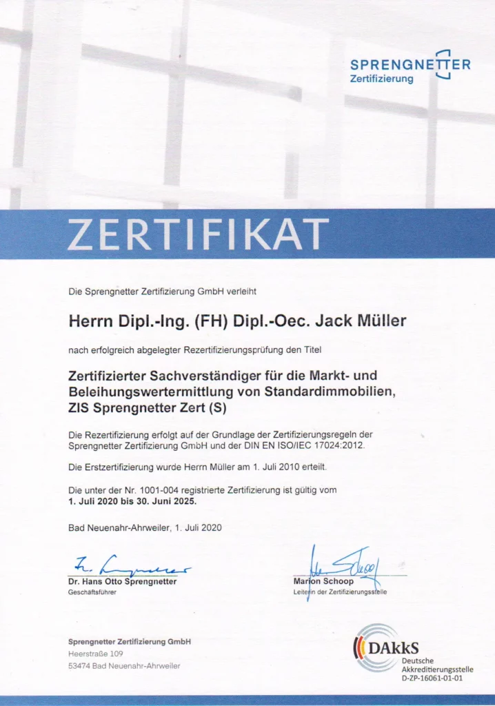 Zerturkunde 2020 Blatt 1